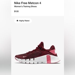 Womens Nike Free Metcon 4 - Beetroot/White Size 6